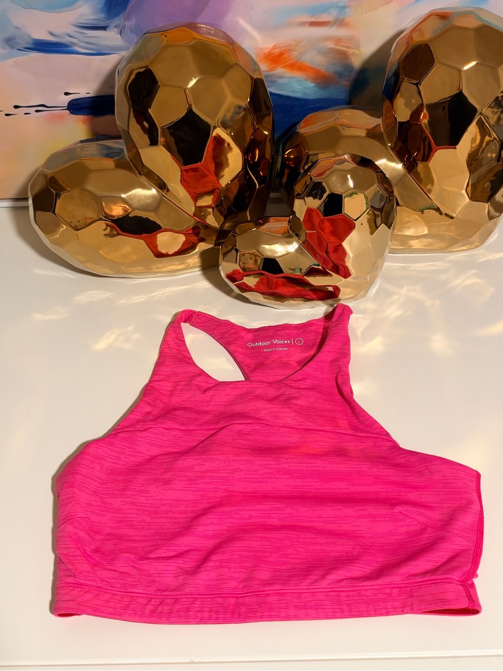 Outdoor Voices Hot Pink High Neck Racerback Sports Bra